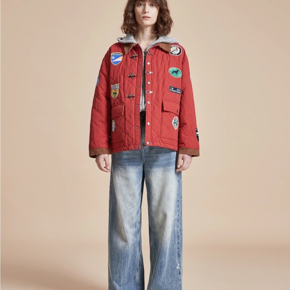 RED FOUND ANTHROPOLOGIE FARMSTEAD QUILT PATCH JACKET SMALL NWT PRICE FIRM - Picture 2 of 9